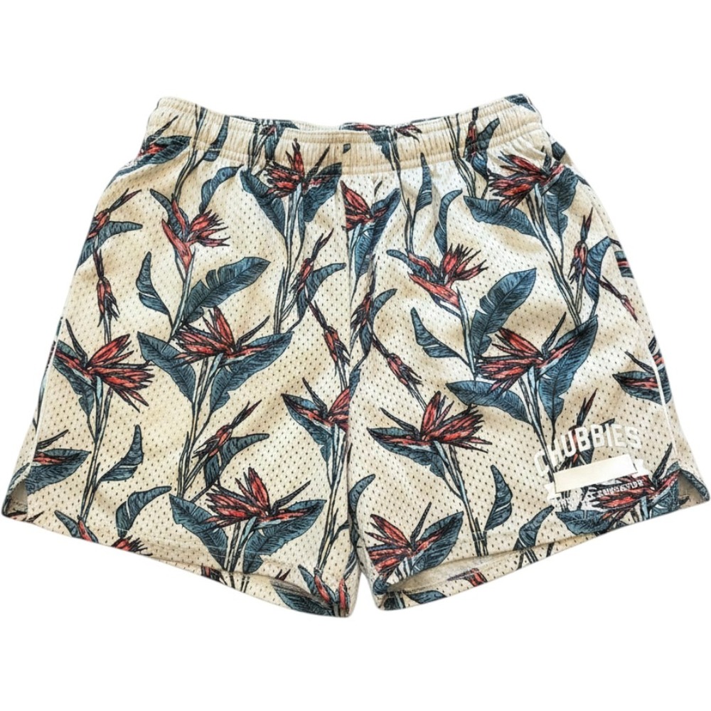 Chubbies Physical Education Mesh Shorts Mens Small 5.5" Bird of Paradise Floral